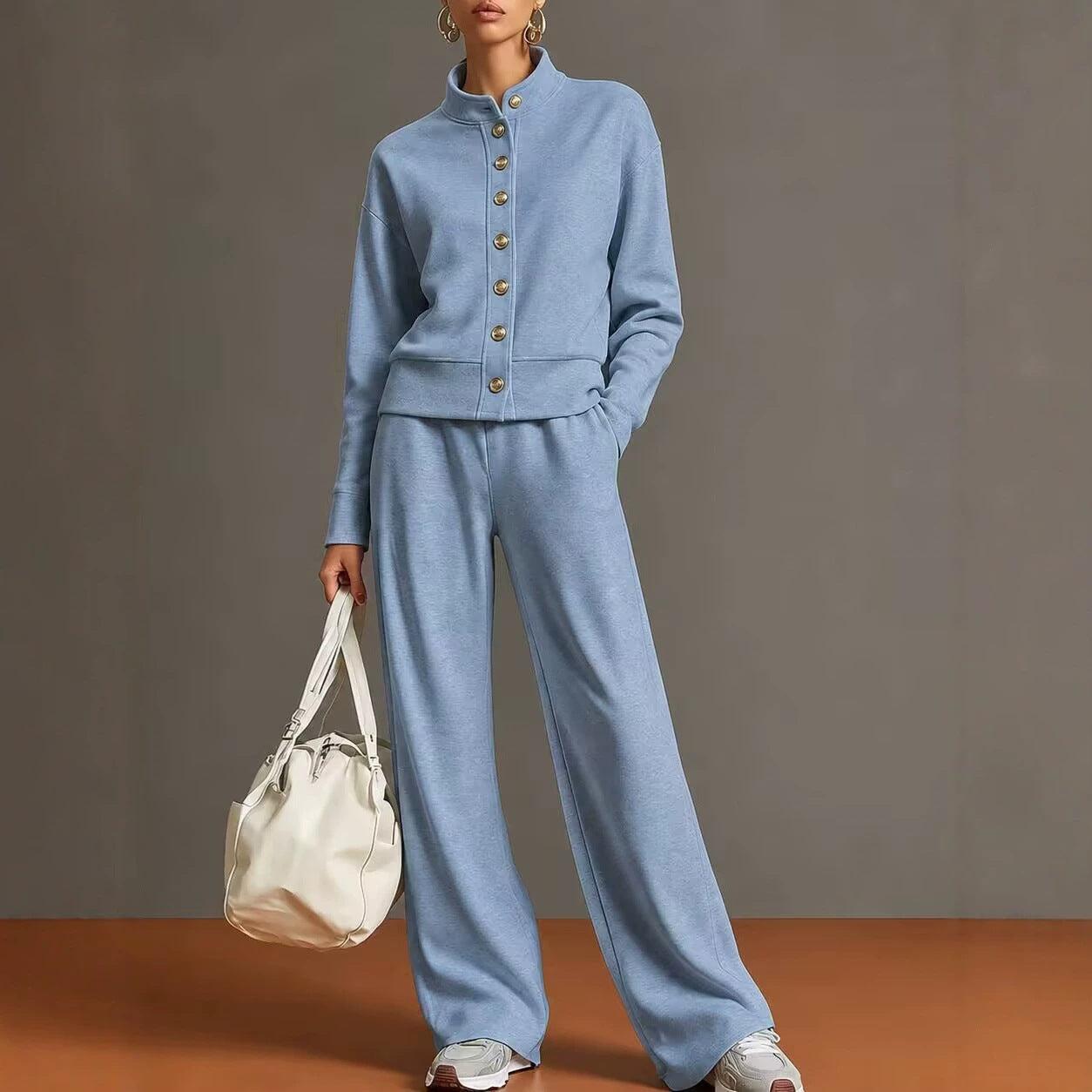 🌸💖Women's Button-Down Cardigan & Wide-Leg Pants Set