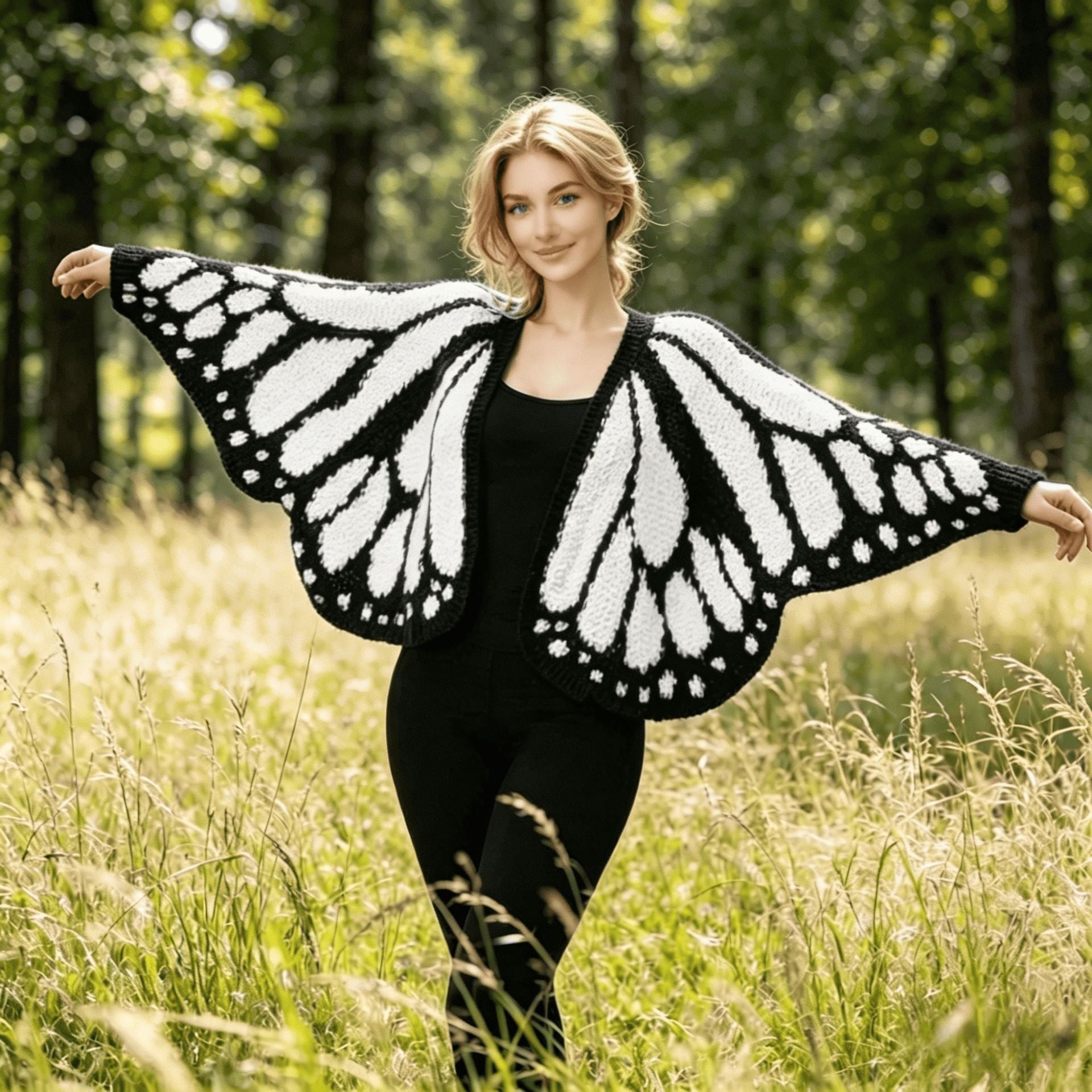 Women's Butterfly Wings Knit Cardigan, Loose Fit