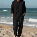 ⏳Time-Limited Special⏰Men's Minimalist Casual Shirt and Pants Set – Breathable Blend & Stylish Button Detail ☀️