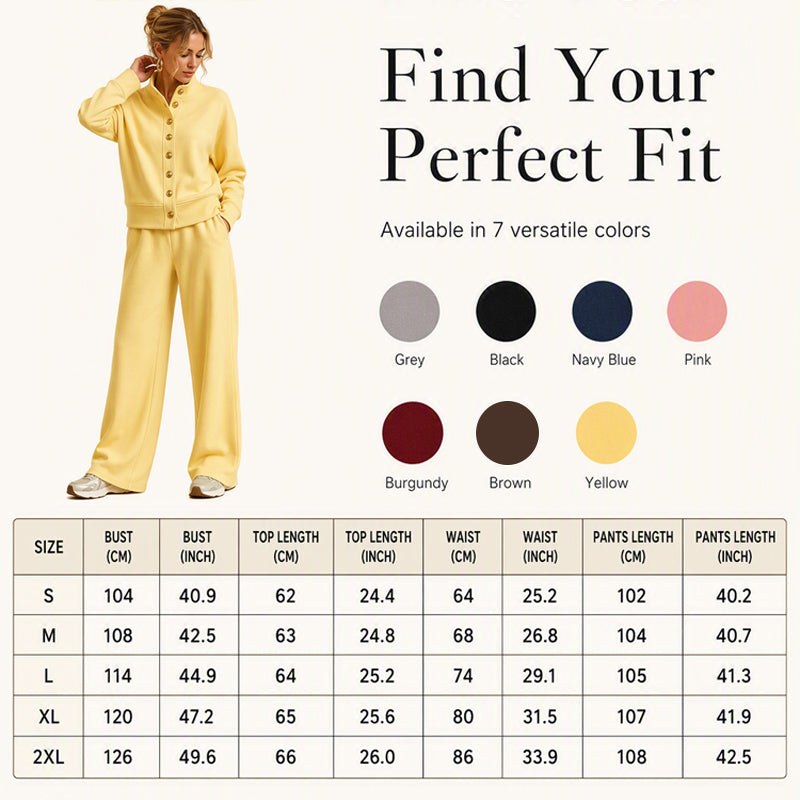 🌸💖Women's Button-Down Cardigan & Wide-Leg Pants Set