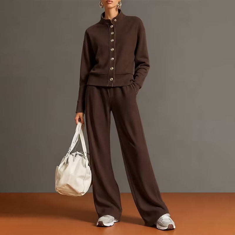 🌸💖Women's Button-Down Cardigan & Wide-Leg Pants Set