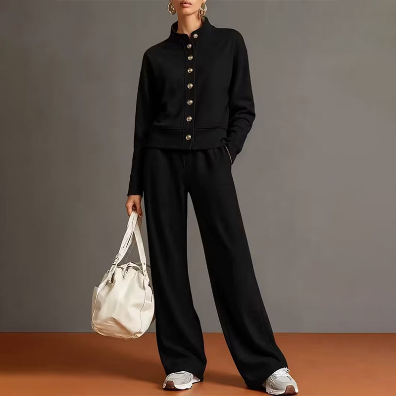 🌸💖Women's Button-Down Cardigan & Wide-Leg Pants Set