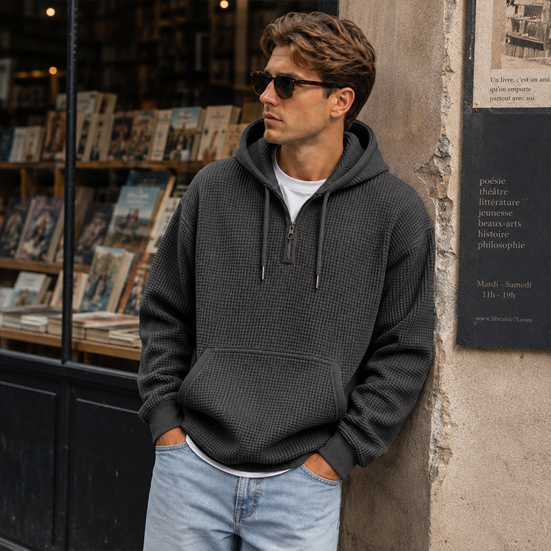 🔥👕 50% OFF! Men's Zip-Neck Hoodie – Comfortable, Sporty, and Versatile