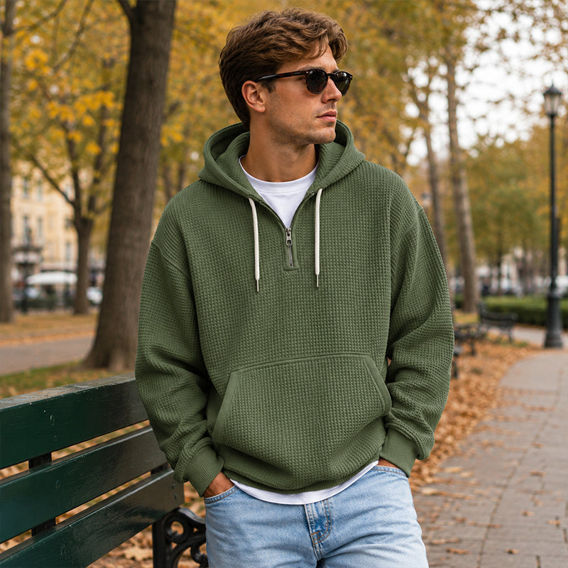 🔥👕 50% OFF! Men's Zip-Neck Hoodie – Comfortable, Sporty, and Versatile