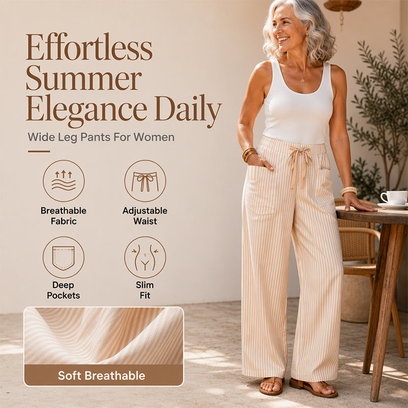 🍂 Women's  Striped Wide-Leg Pants – Effortless Autumn Style & Everyday Comfort