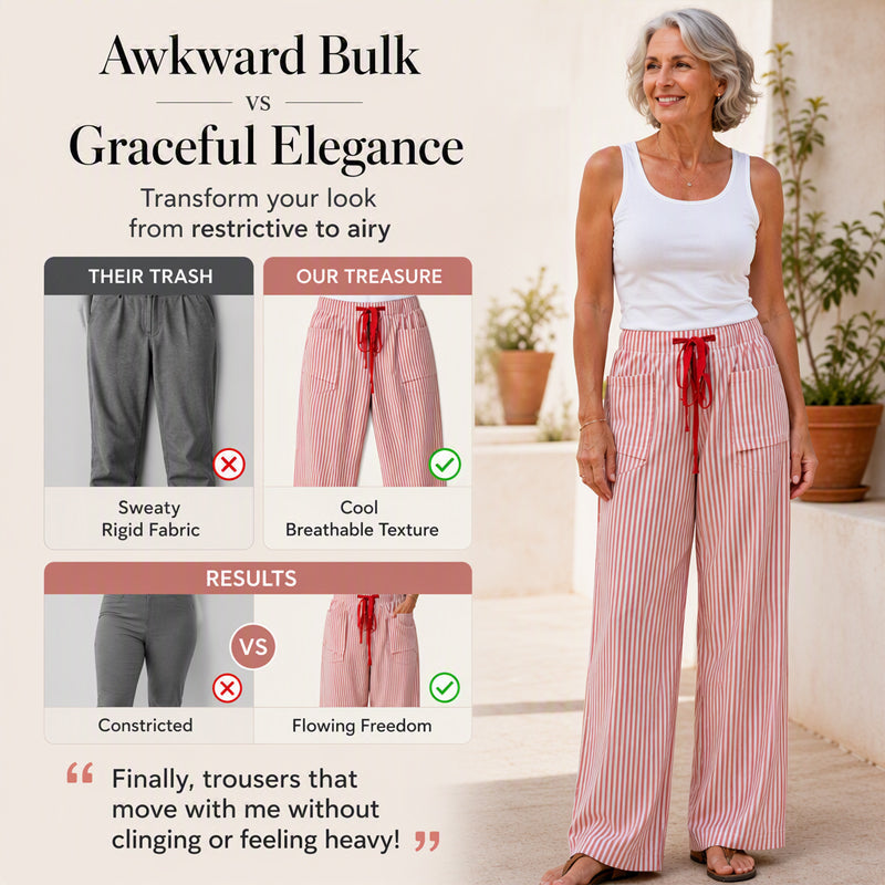 🍂 Women's  Striped Wide-Leg Pants – Effortless Autumn Style & Everyday Comfort