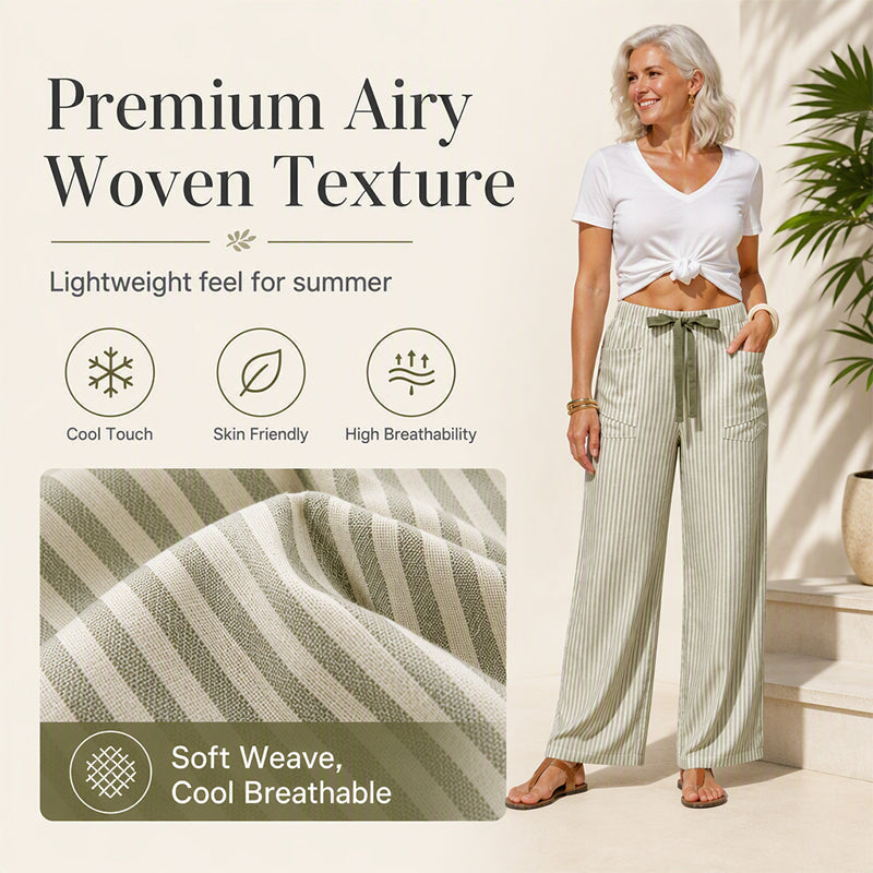 🍂 Women's  Striped Wide-Leg Pants – Effortless Autumn Style & Everyday Comfort
