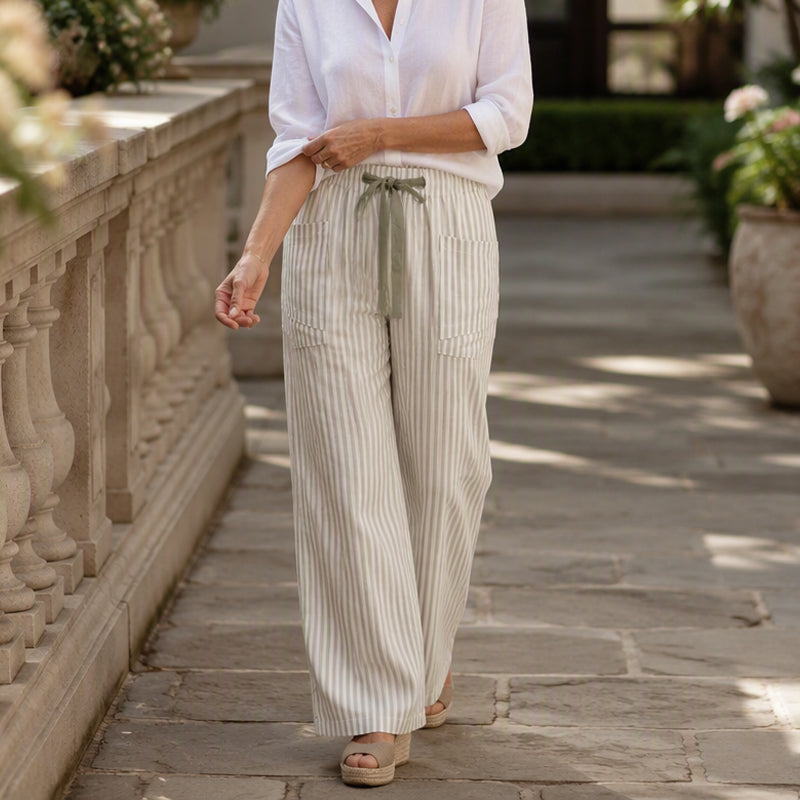 🍂 Women's  Striped Wide-Leg Pants – Effortless Autumn Style & Everyday Comfort