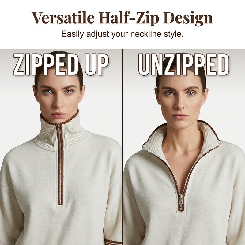 🔥👚 50% OFF! Women's Half-Zip Sweatshirt Set – Soft, Stylish, and Comfortable
