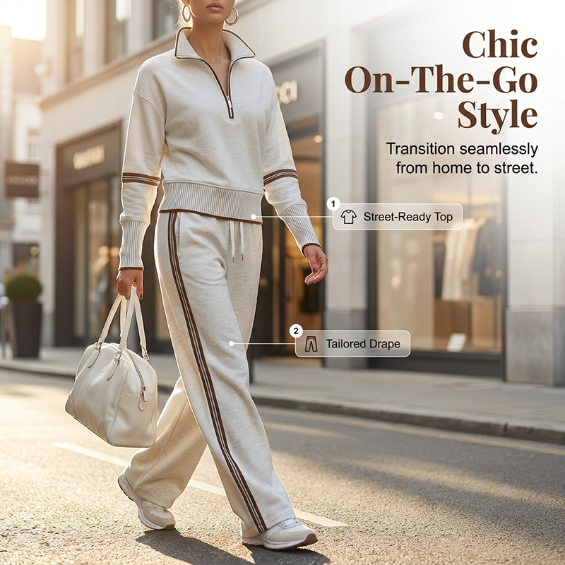 🔥👚 50% OFF! Women's Half-Zip Sweatshirt Set – Soft, Stylish, and Comfortable