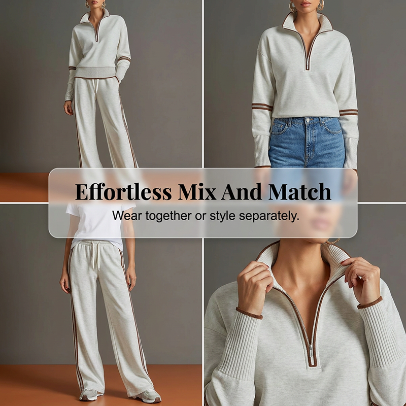 🔥👚 50% OFF! Women's Half-Zip Sweatshirt Set – Soft, Stylish, and Comfortable